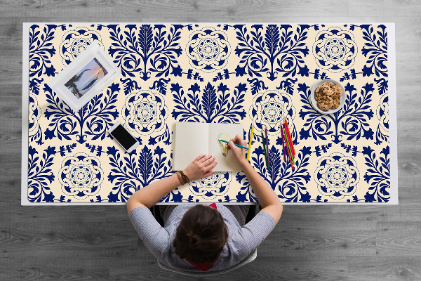 Bureau onderlegger groot Blauw patroon