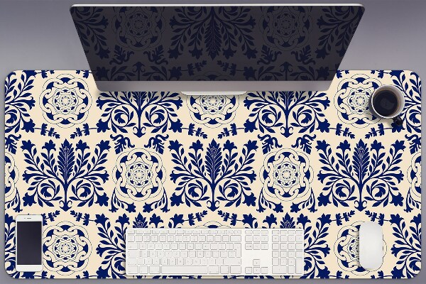 Bureau onderlegger groot Blauw patroon