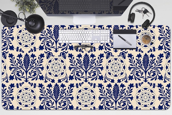 Bureau onderlegger groot Blauw patroon