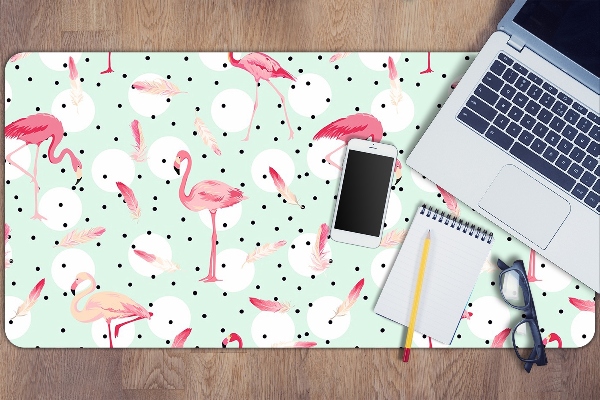 Bureau onderlegger Flamingo's en stippen
