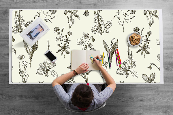 Bureau onderlegger Geschetste bloemen