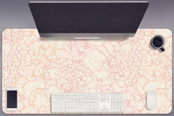 Bureau mat Roze peonies