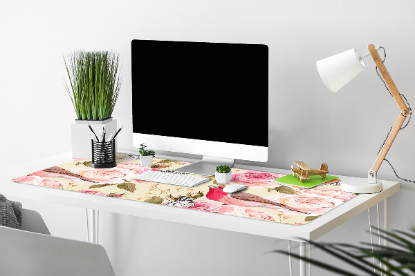 Bureau onderlegger Vogels bloemen vlinders