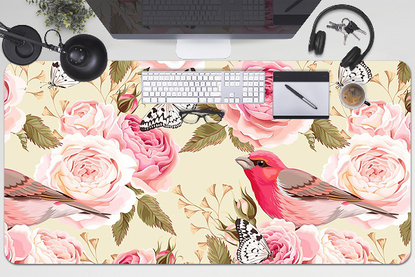 Bureau onderlegger Vogels bloemen vlinders