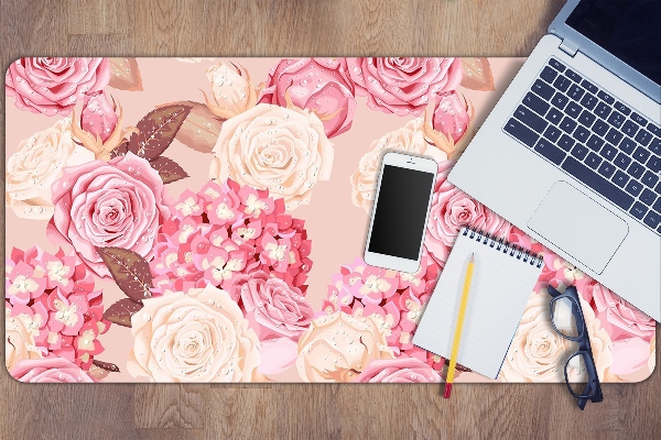 Bureau onderlegger Rozen en hortensia's