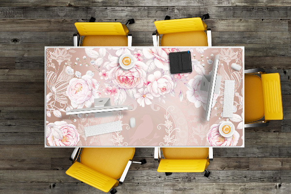 Bureau onderlegger Witte rozen