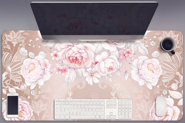 Bureau onderlegger Witte rozen