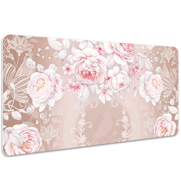 Bureau onderlegger Witte rozen