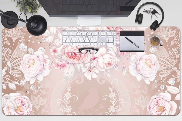 Bureau onderlegger Witte rozen
