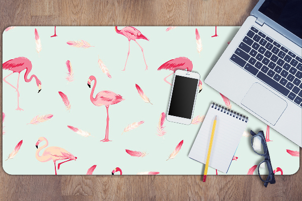 Bureau onderlegger Flamingo's en veren
