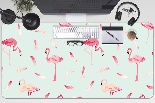 Bureau onderlegger Flamingo's en veren