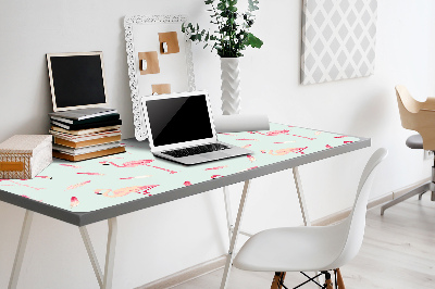 Bureau onderlegger Flamingo's en veren