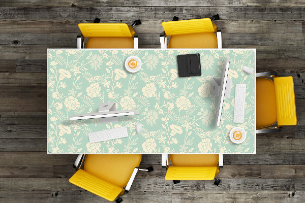 Bureau onderlegger Witte bloemen