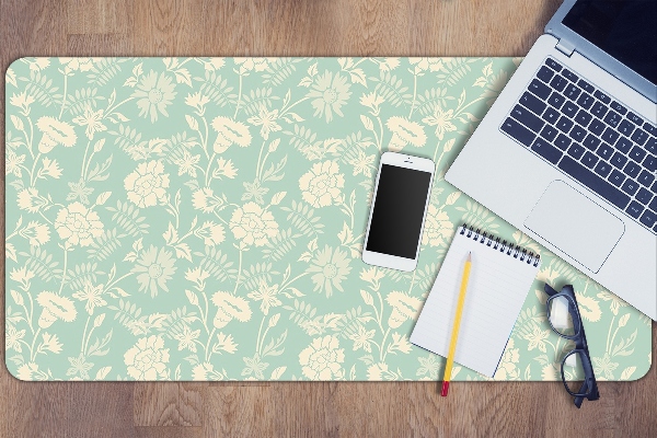 Bureau onderlegger Witte bloemen