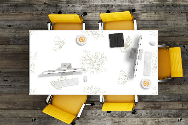 Bureau mat Vlinders en bloemen