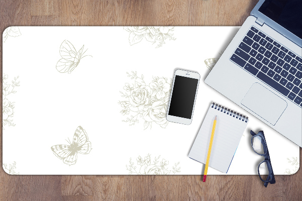 Bureau mat Vlinders en bloemen