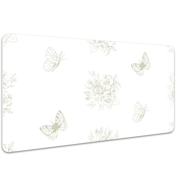 Bureau mat Vlinders en bloemen