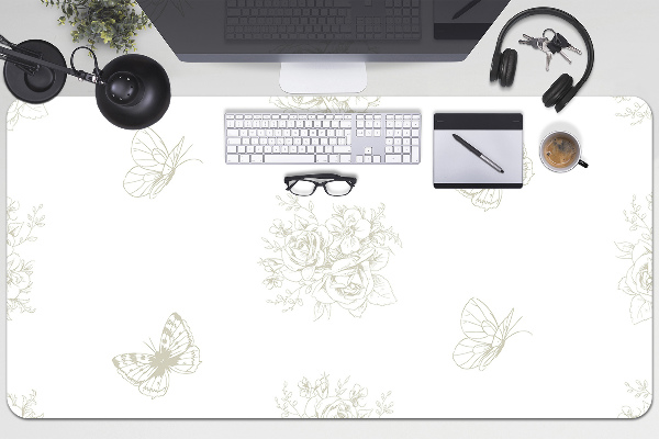 Bureau mat Vlinders en bloemen