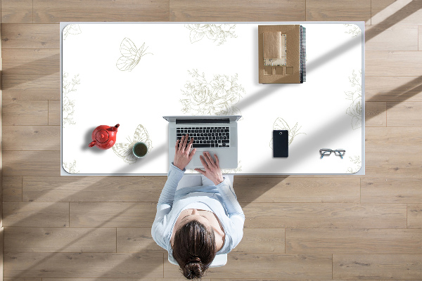 Bureau mat Vlinders en bloemen