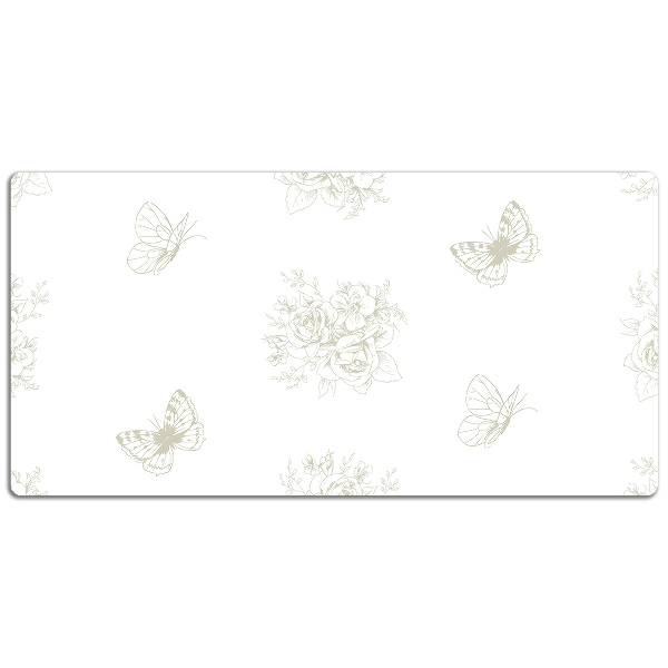 Bureau mat Vlinders en bloemen