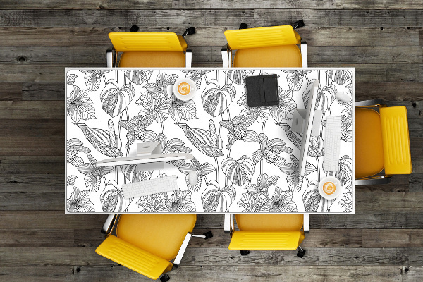Bureau onderlegger Contouren bloemen