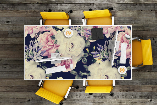 Bureau onderlegger Witte vintage rozen