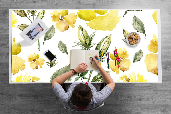 Bureau onderlegger Gele bloemen