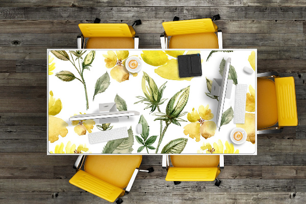 Bureau onderlegger Gele bloemen