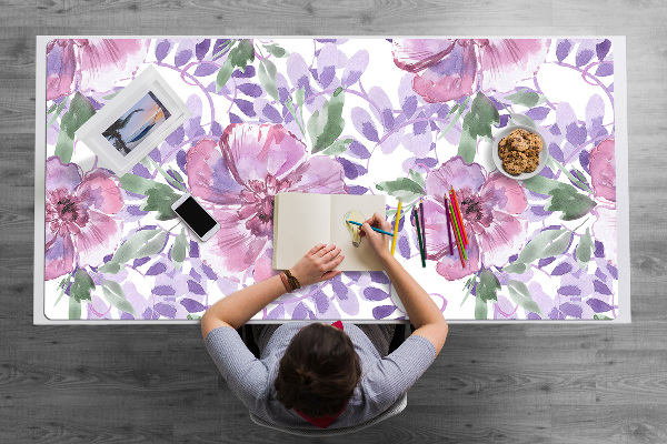 Bureau onderlegger Paarse bloemen