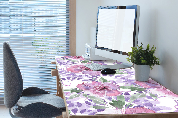 Bureau onderlegger Paarse bloemen