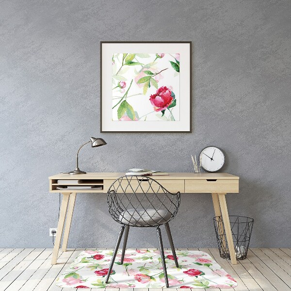 Vloerbeschermer Rode bloemen