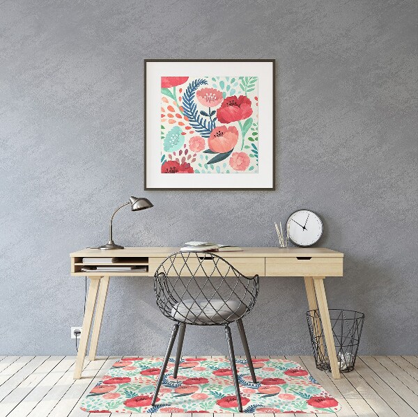 Bureaustoel vloerbeschermer Poppy seed flower