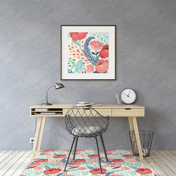 Bureaustoel vloerbeschermer Poppy seed flower