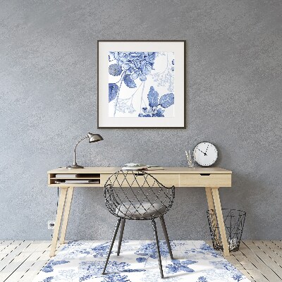 Bureaustoel vloerbeschermer Blauwe hortensia