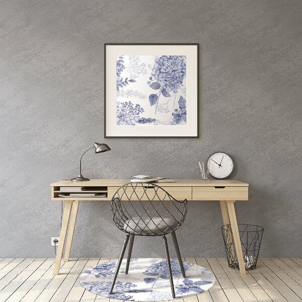 Bureaustoel vloerbeschermer Blauwe hortensia