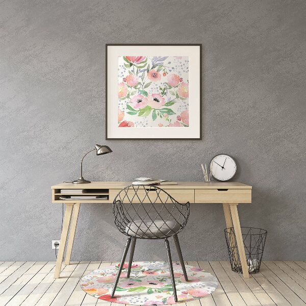 Bureaustoel vloerbeschermer Pastels bloemen