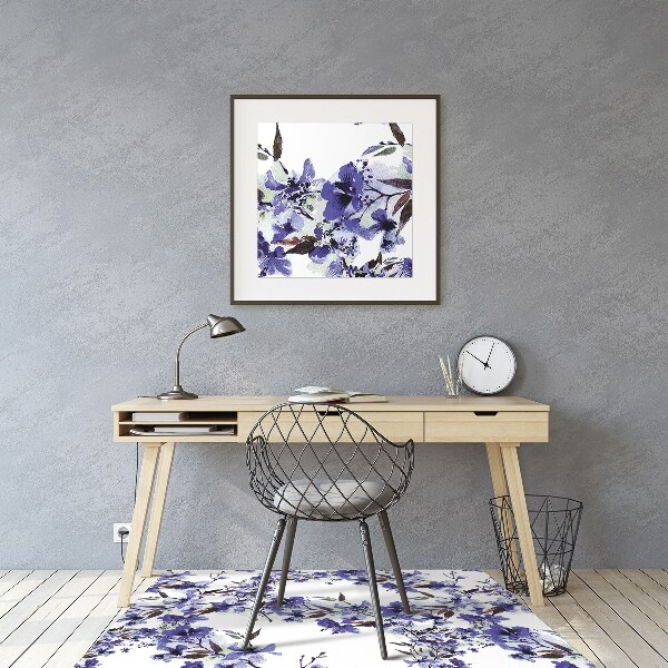 Vloerbeschermer tapijt Blauwe bloemen