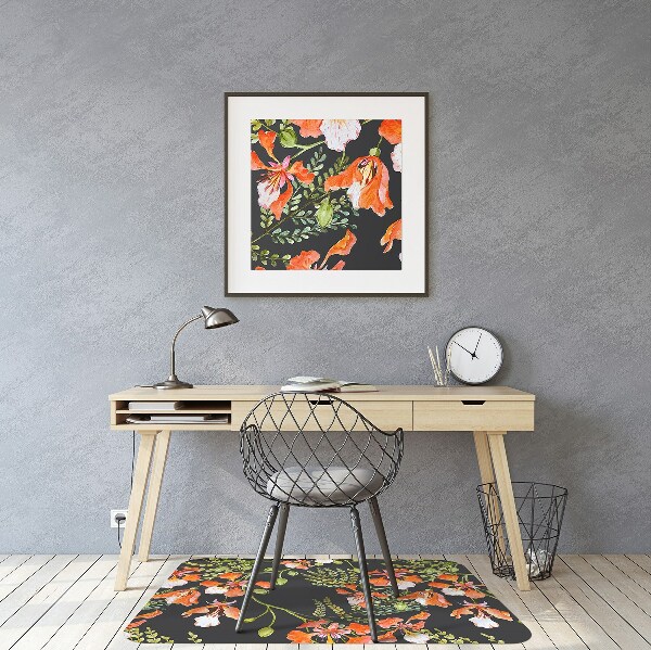 Vloerbeschermer tapijt Rode bloemen