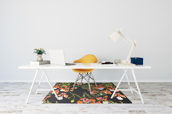 Vloerbeschermer tapijt Rode bloemen
