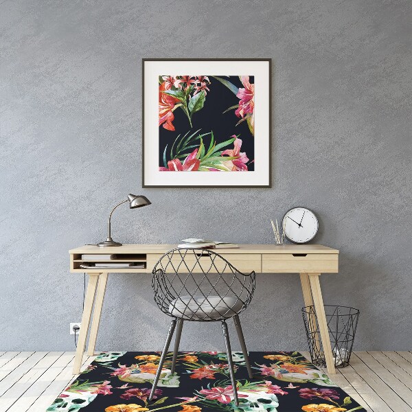 Vloerbeschermer Schedels en bloemen