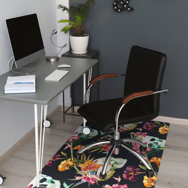 Vloerbeschermer Schedels en bloemen