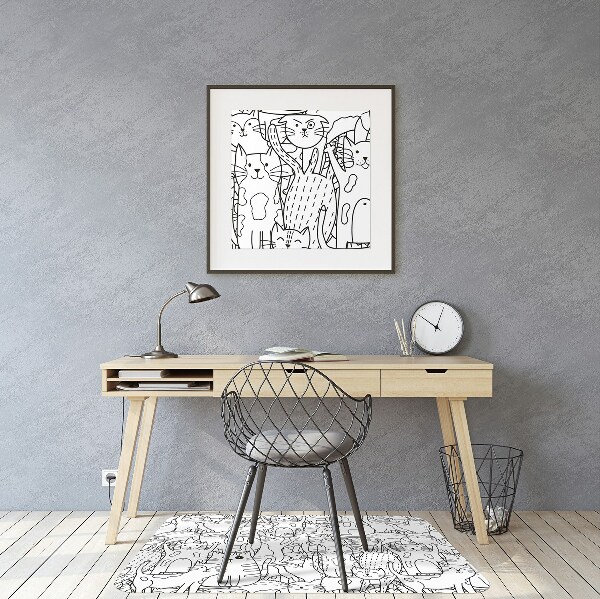 Bureaustoel vloerbeschermer Doodle -stijl katten