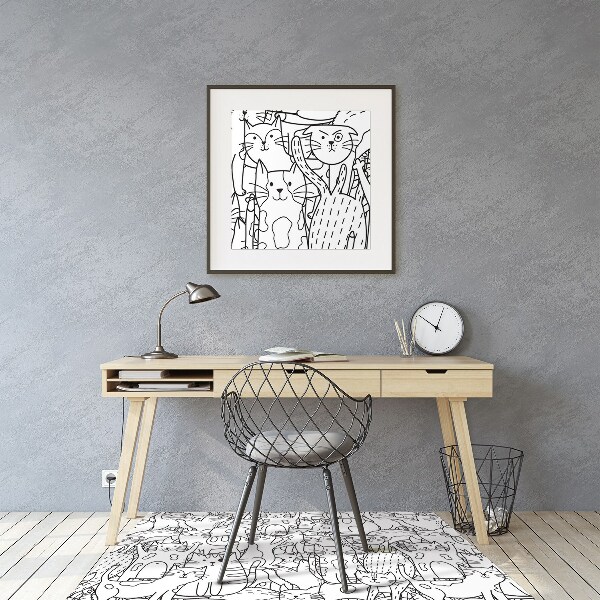 Bureaustoel vloerbeschermer Doodle -stijl katten