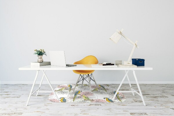 Bureaustoel vloerbeschermer Papegaai en bloemen
