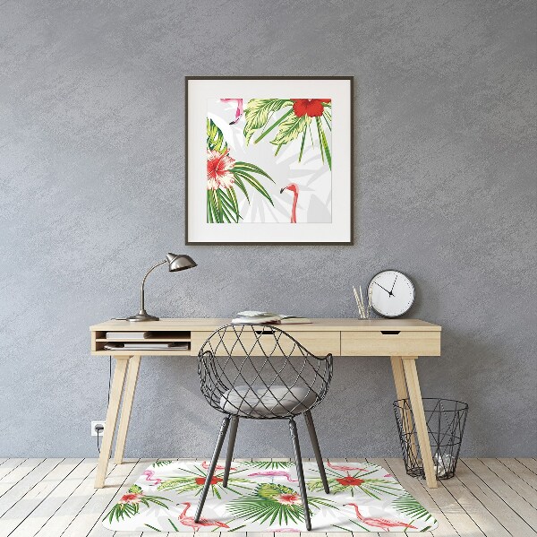 Vloerbeschermer tapijt Flamingos en bloemen