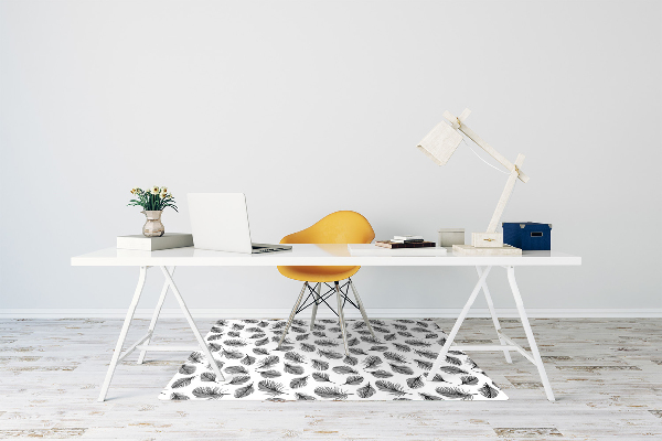 Bureaustoelmat Zwart -witte veren