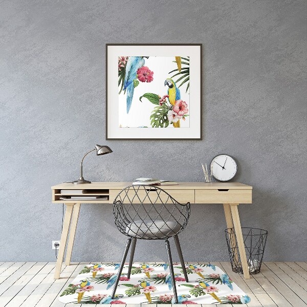 Stoel mat Papegaaien en bloemen
