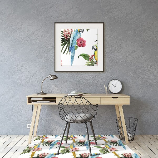 Stoel mat Papegaaien en bloemen
