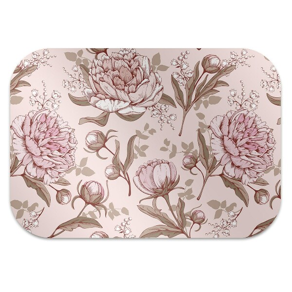 Bureaustoel vloerbeschermer Roze peonies