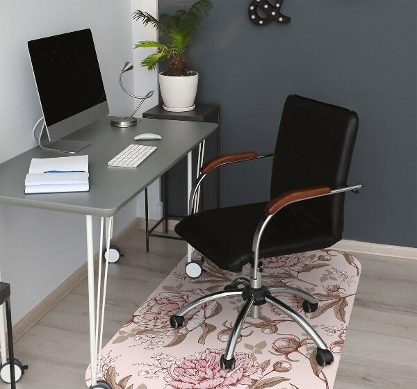 Bureaustoel vloerbeschermer Roze peonies